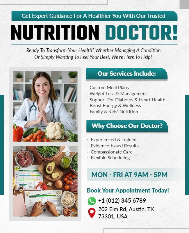 Experienced Nutrition Doctor Services Flyer Template