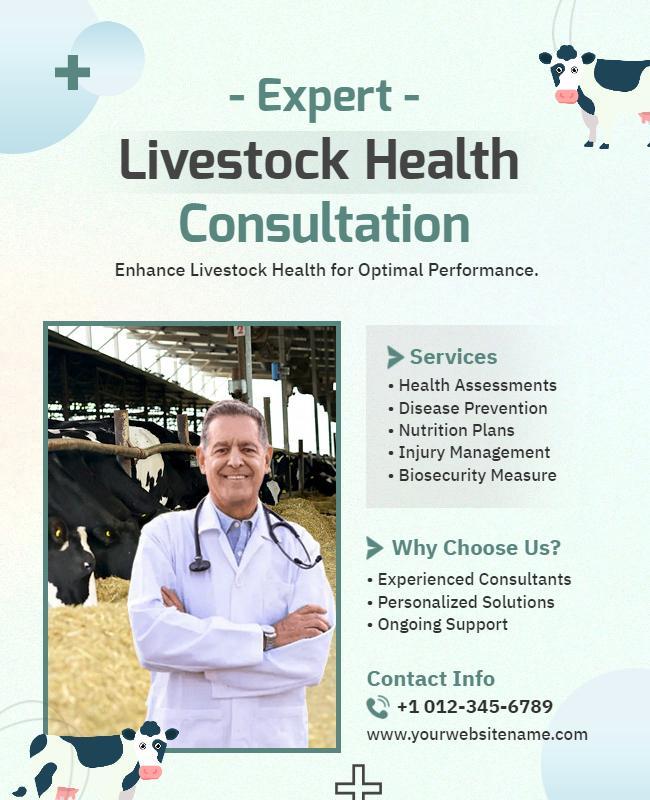 Expert Livestock Health Consultation Services Flyer Template