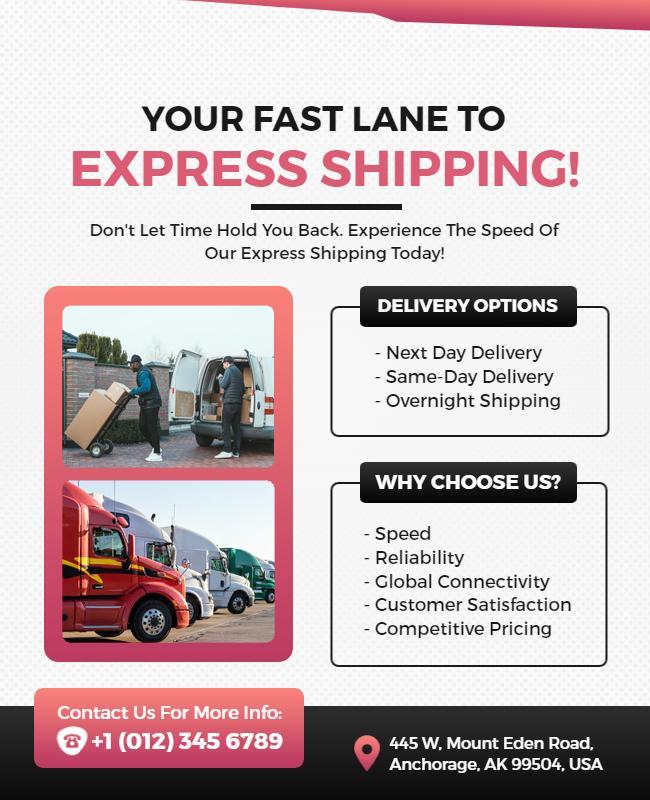 Express Shipping Services Promotional Flyer Template