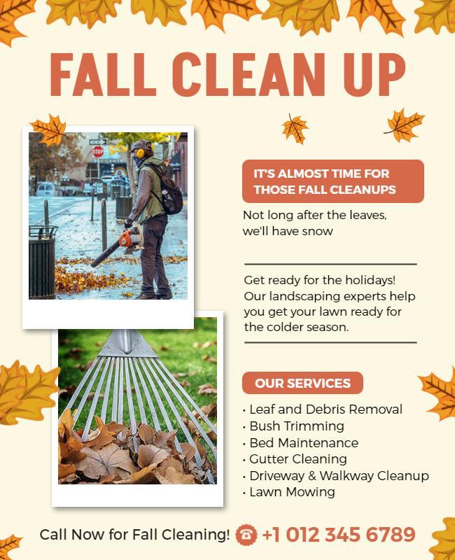 Fall Outdoor Cleanup Services Flyer Template