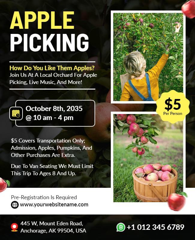 Family Apple Orchard Picking Event Flyer Template