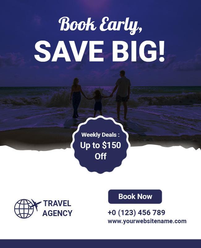 Family Beach Vacation Promotion Flyer Template