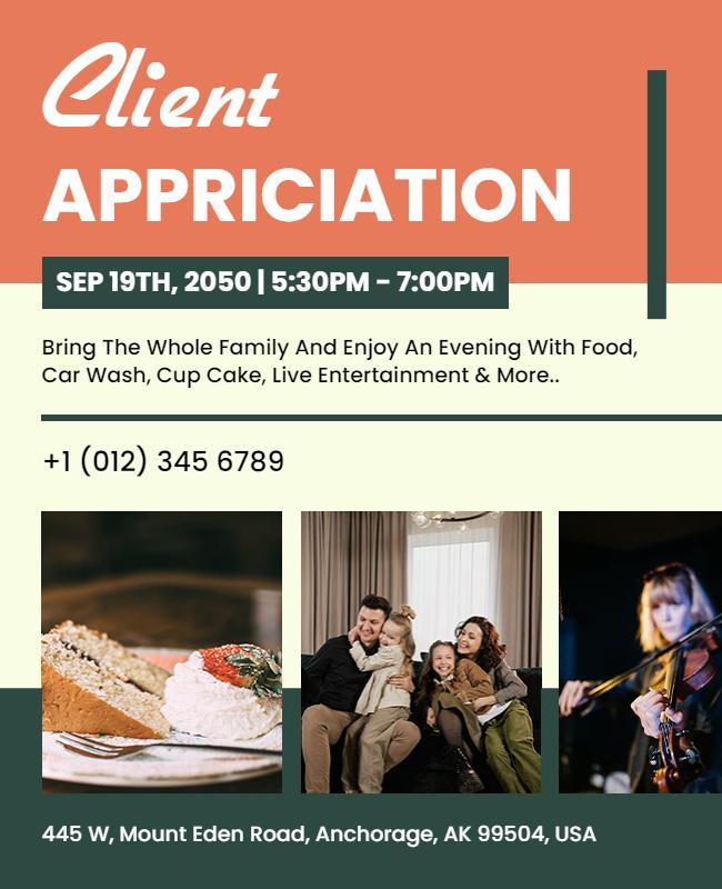 Family Friendly Client Appreciation Event Flyer Template