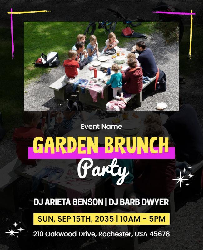 Family Garden Brunch Party Flyer Template