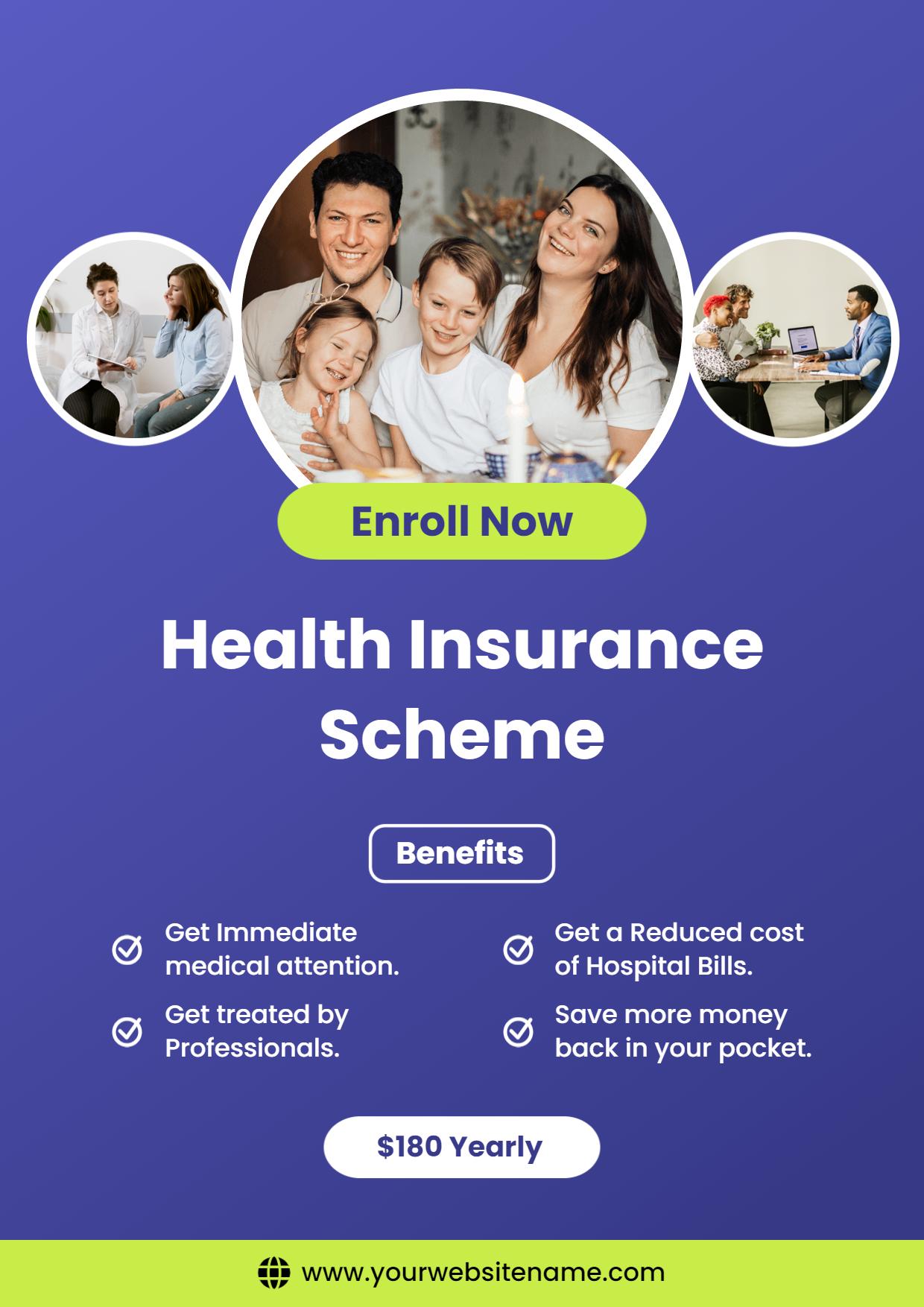 Family Health Insurance Enrollment A4 Flyer Template