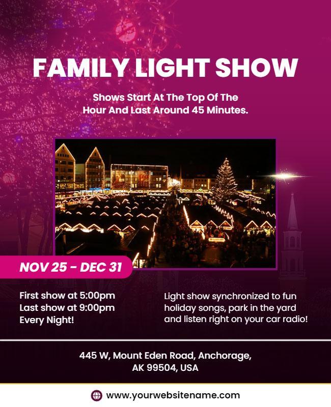 Family Holiday Light Show Event Flyer Template