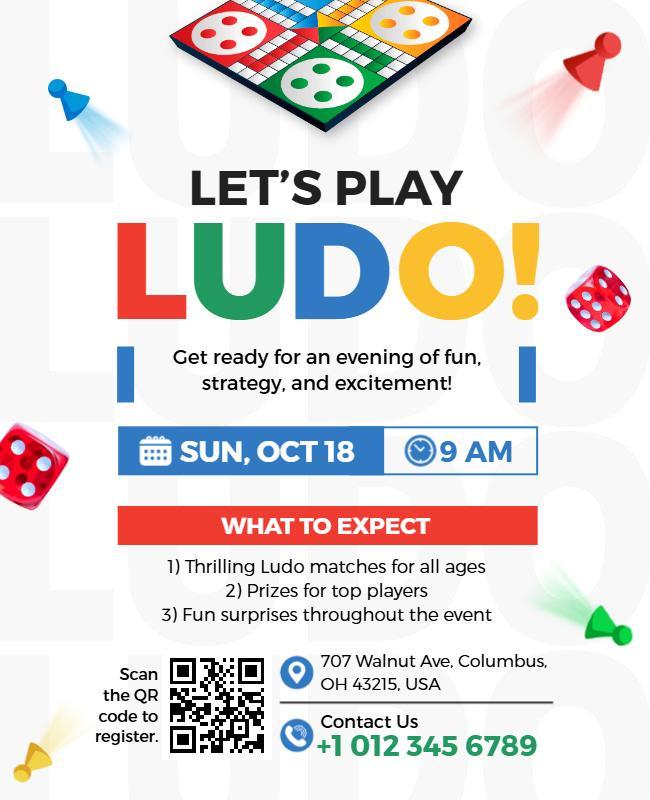 Family Ludo Game Night Event Flyer Template