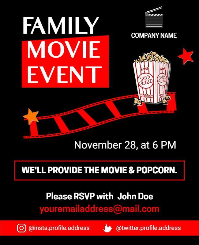 Family Movie Night Event Flyer Template