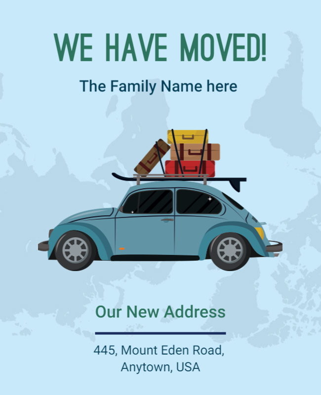 Family Moving Announcement Flyer Template