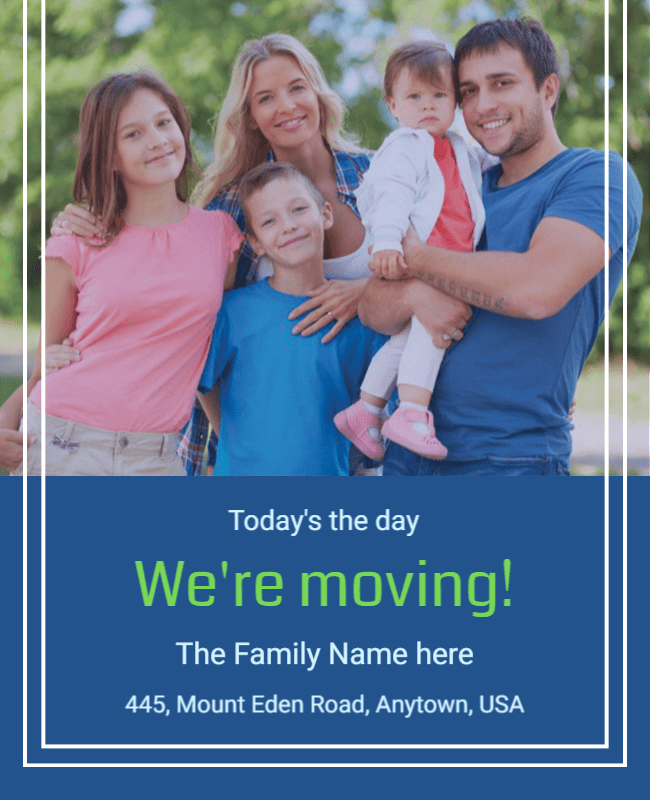 Family Moving Announcement Flyer Template