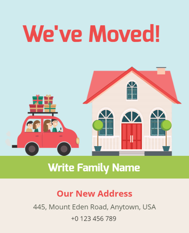 Family Moving Announcement Flyer Template