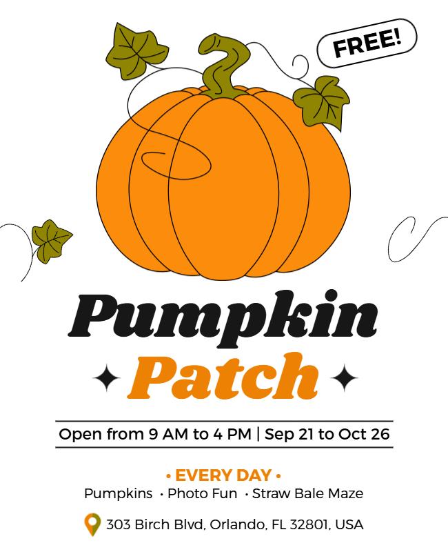 Family Pumpkin Patch Event Flyer Template