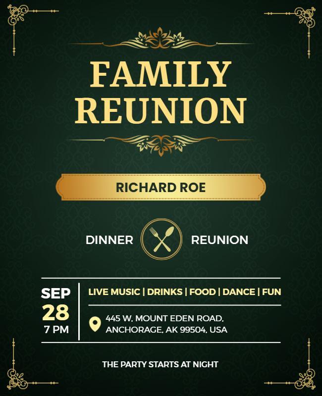 Family Reunion Dinner Celebration Flyer Template