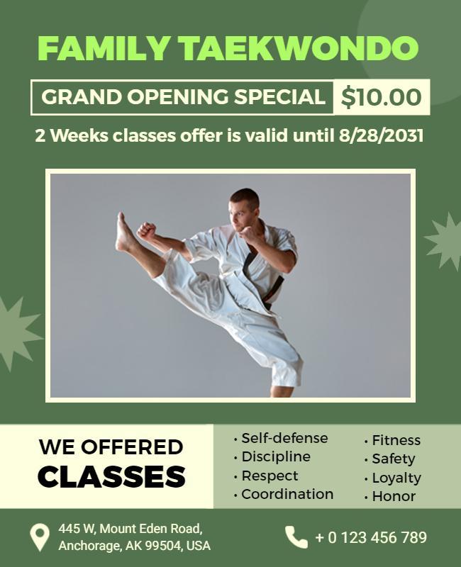 Family Taekwondo Grand Opening Flyer Template