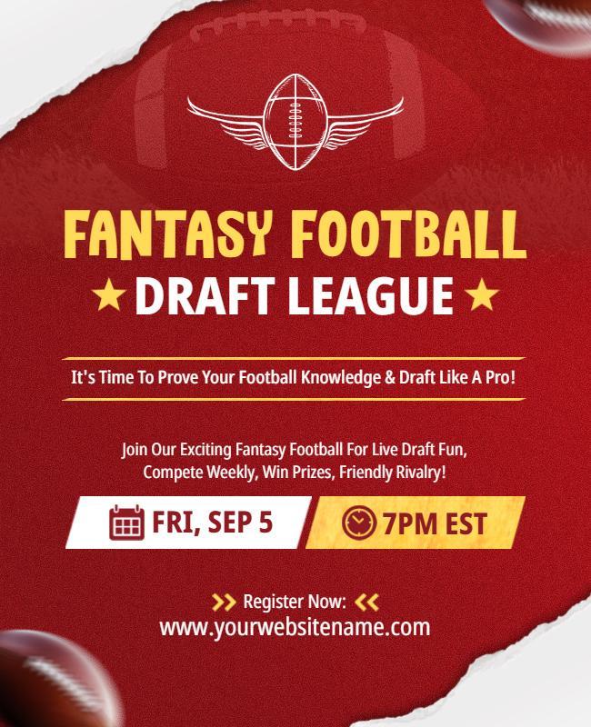 Fantasy Football Draft League Flyer Template