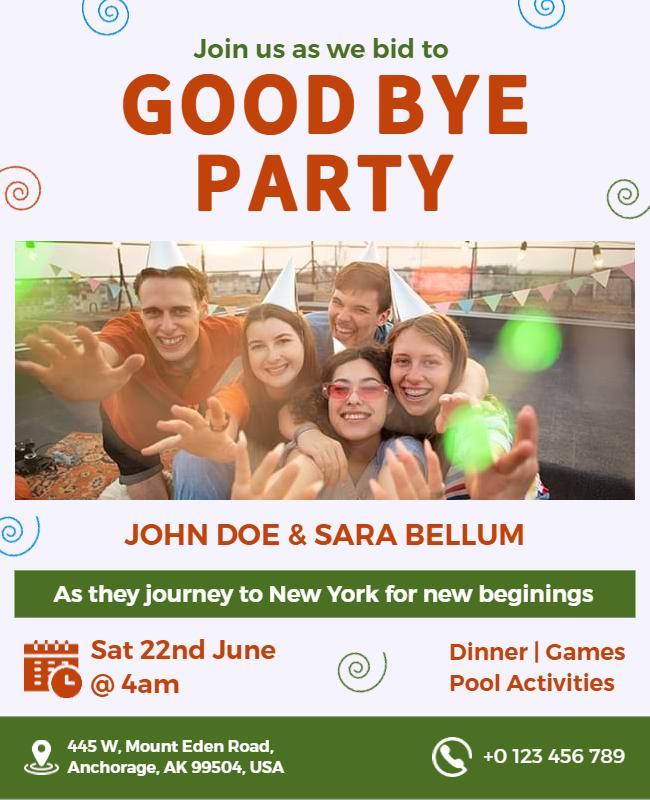 Farewell Celebration with Friends and Fun Activities Flyer Template