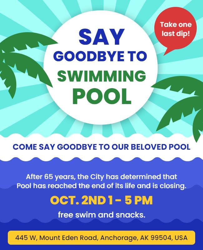 Farewell Swimming Pool Closure Event Flyer Template