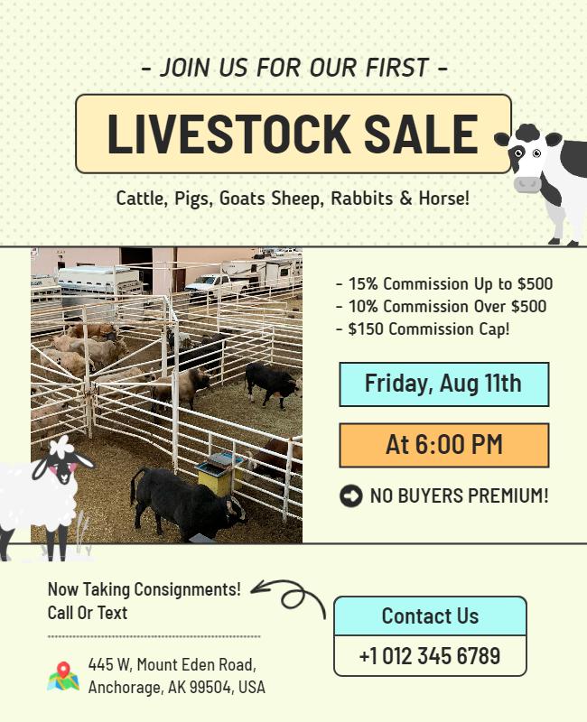 Farm Livestock Sale Event Announcement Flyer Template