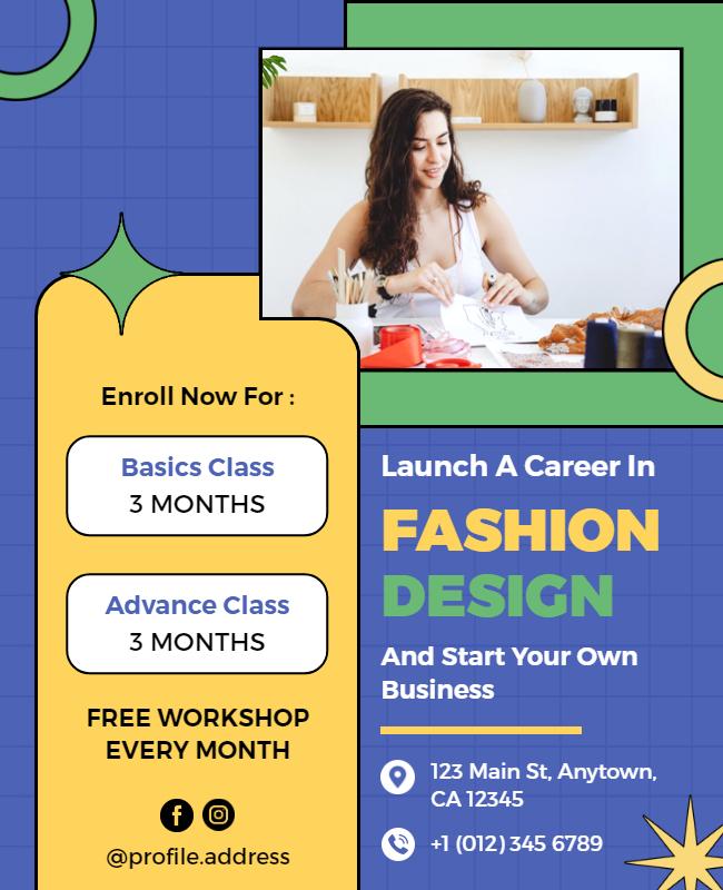 Fashion Design Career Workshop Flyer Template