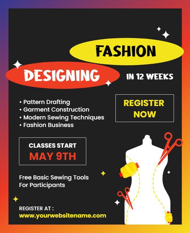 Fashion Designing Course Registration Flyer Template