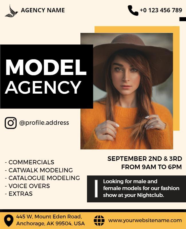 Fashion Show Model Agency Flyer Template