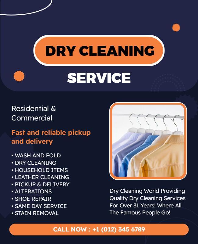 Fast Reliable Dry Cleaning Service Flyer Template