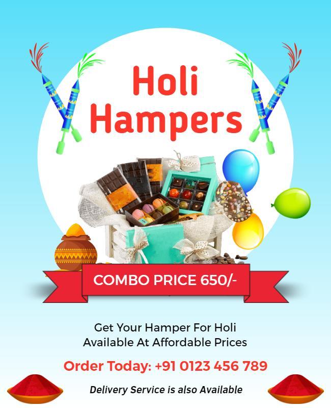 Festive Holi Gift Hampers Promotion Flyer Template