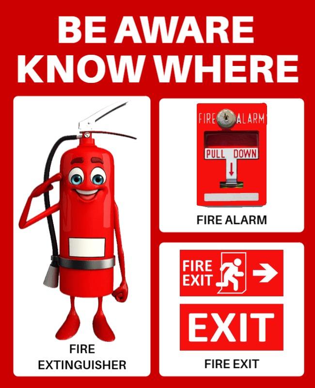 Fire Safety Awareness Instructional Flyer Template