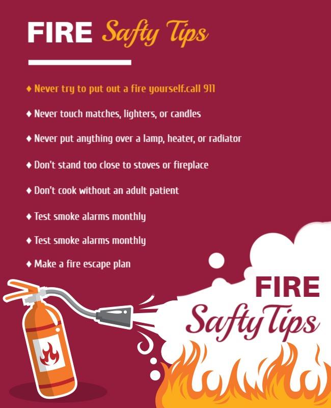 Fire Safety Tips Awareness Flyer Template