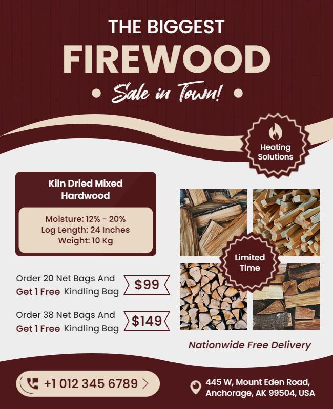 Firewood Sale Promotional Flyer Template