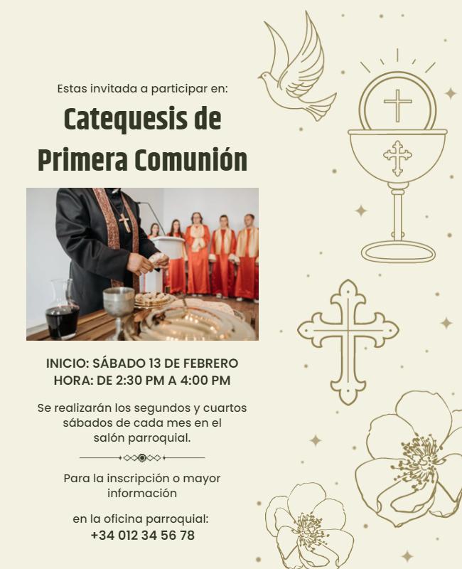 First Communion Catechesis Invitation Flyer Template