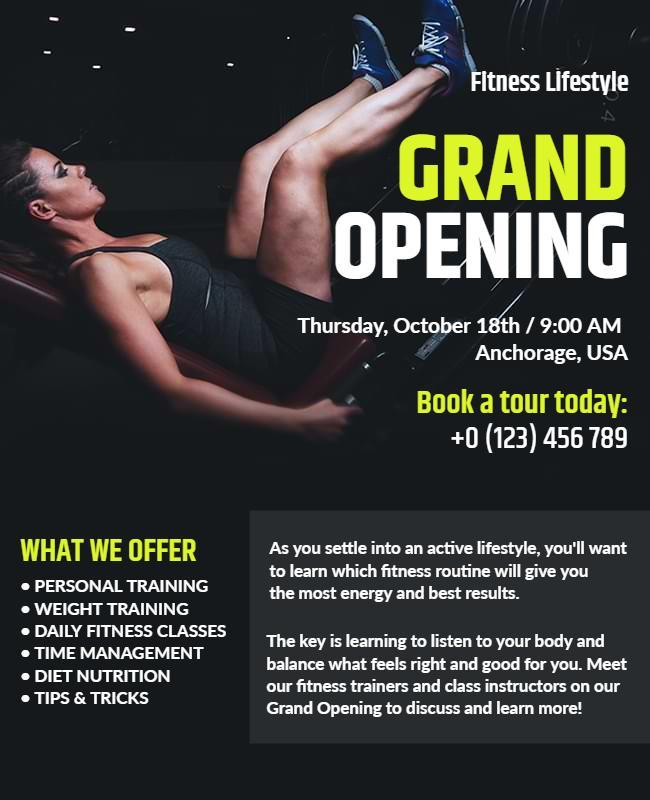 Fitness Center Grand Opening Event Flyer Template