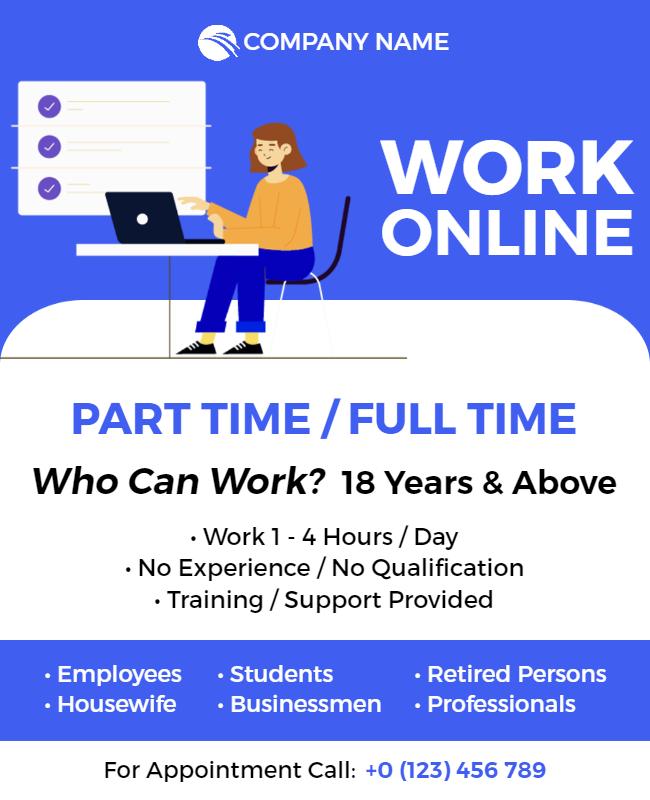 Flexible Online Work Opportunities Flyer Template