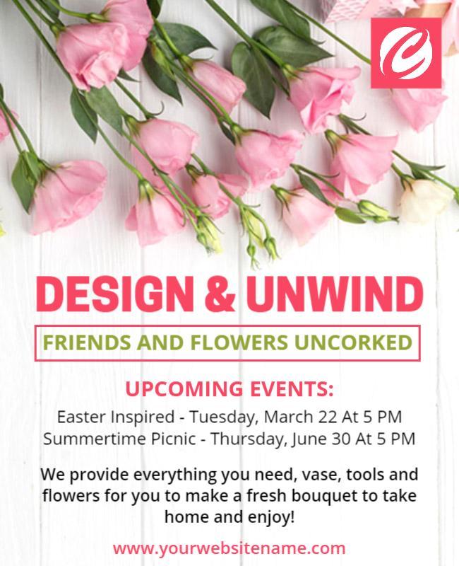 Floral Arrangement Workshop Event Flyer Template