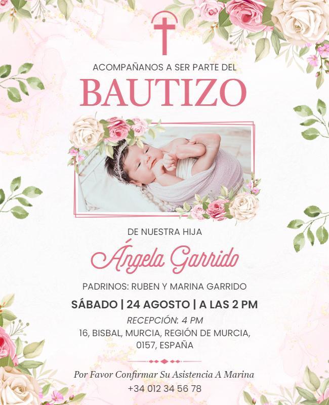 Floral Baptism Celebration Invitation Flyer Template