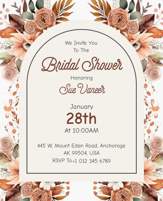 Floral Bridal Shower Invitation Flyer Template