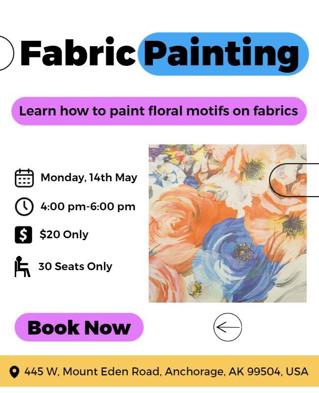 Floral Fabric Painting Workshop Flyer Template