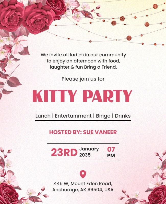 Floral Ladies Luncheon Party Flyer Template