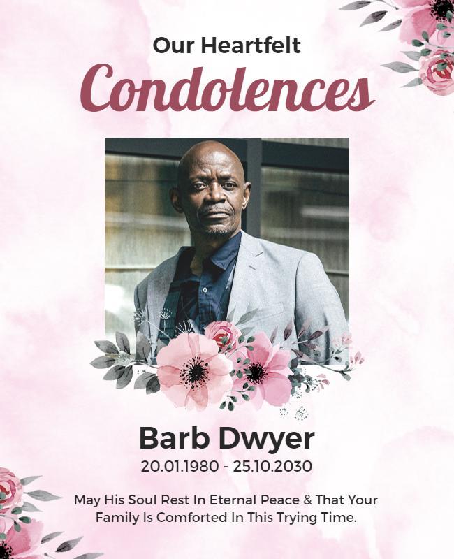 Floral Memorial Tribute Condolence Flyer Template