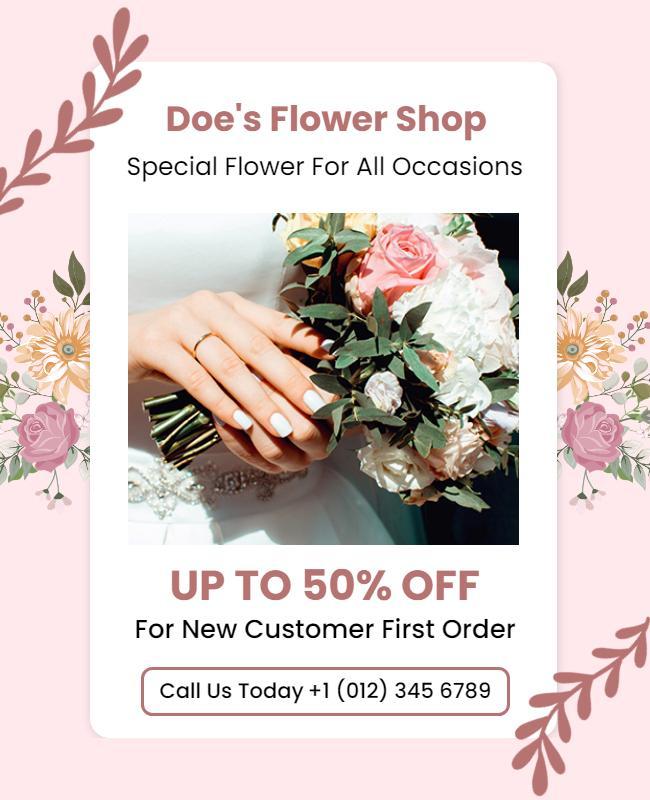 Floral Shop Discount Promotion Flyer Template