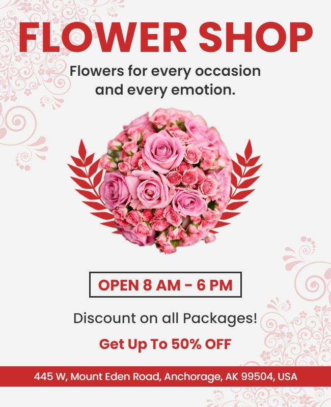 Floral Shop Discount Promotion Flyer Template