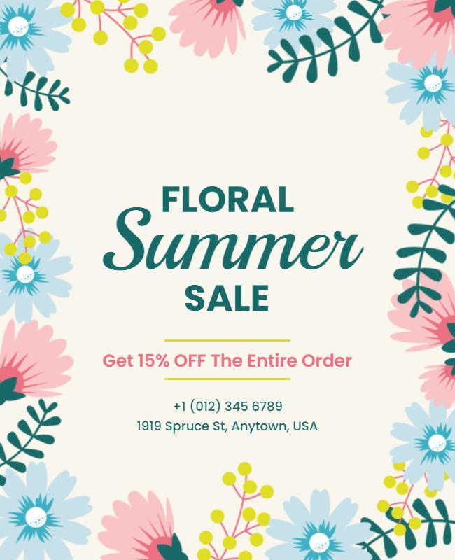 Floral Summer Sale Promotional Flyer Template