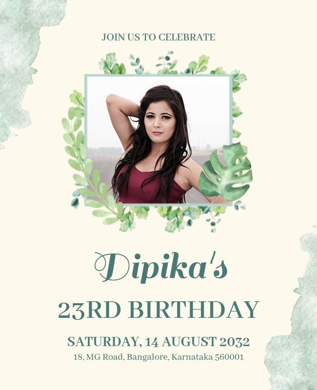 Floral Theme Birthday Celebration Flyer Template