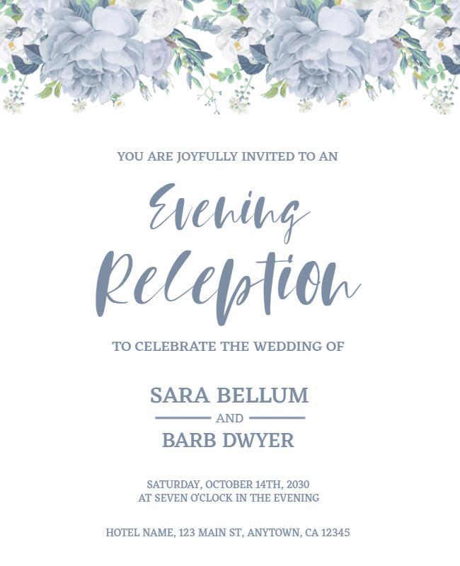 Floral Wedding Evening Reception Flyer Template