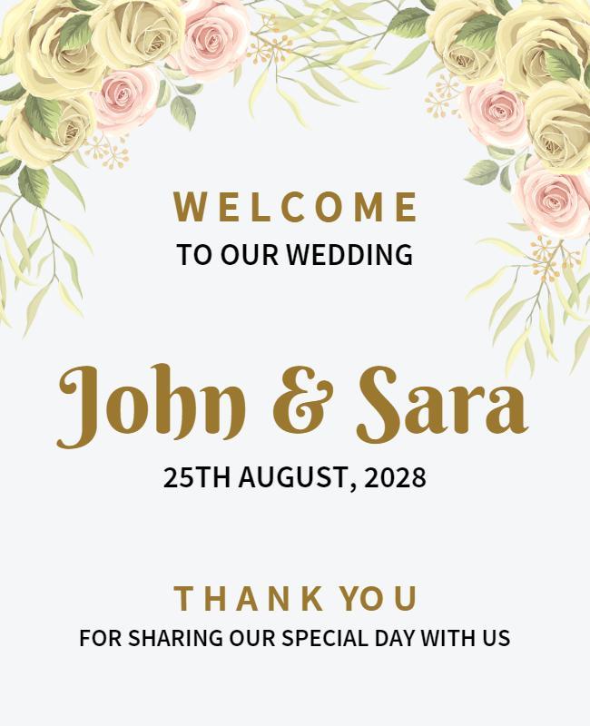 Floral Wedding Invitation Welcome Flyer Template