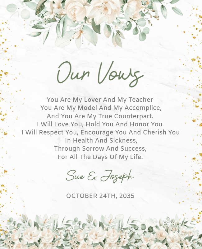 Floral Wedding Vows Reminder Flyer Template