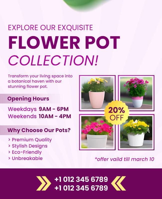 Flower Pot Collection Promotion Flyer Template