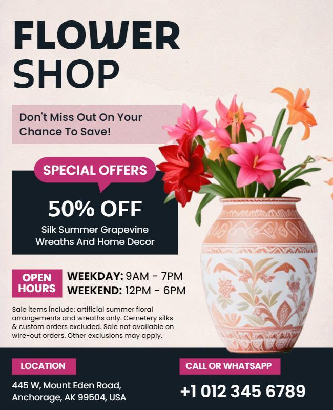 Flower Shop Special Offers Flyer Template