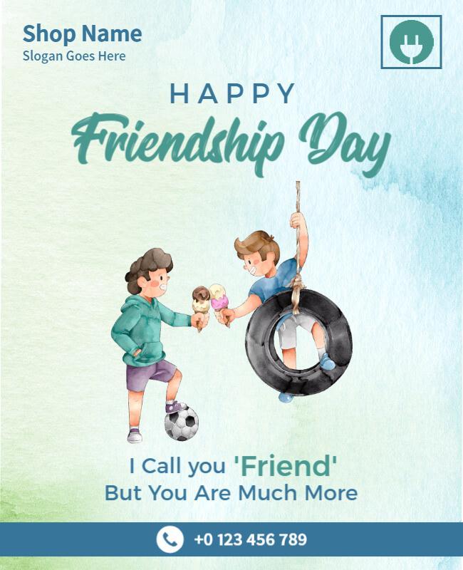 Foam and Twilight Blue International Friendship Day Poster Template