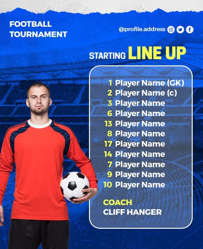 Football Tournament Team Lineup Flyer Template